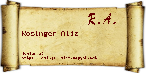 Rosinger Aliz névjegykártya